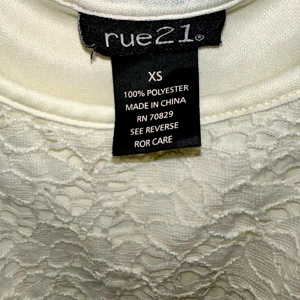 RUE21 Cream Lace Tank High-Low Dress with Pink and Blue Floral Pattern on Skirt - Picture 4 of 4